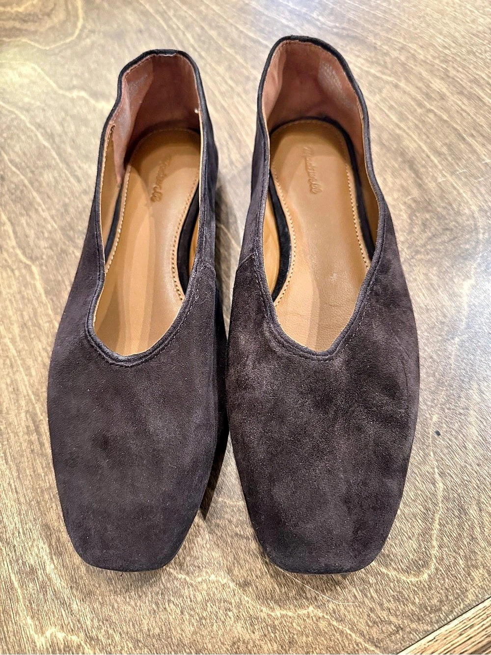 Mansur Gavriel Square Toe Flats in Brown